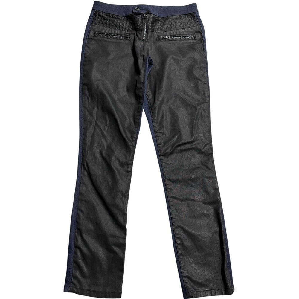 Schoen by Yu Jeans Mid-Waisted Moto-Skinny Coated Womens 26 Blue Black WPM-06MF